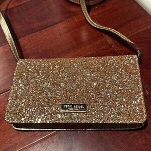 Henri Bendel New York Glitter Crossbody Phone Wallet | GOLD Sparkle ✨